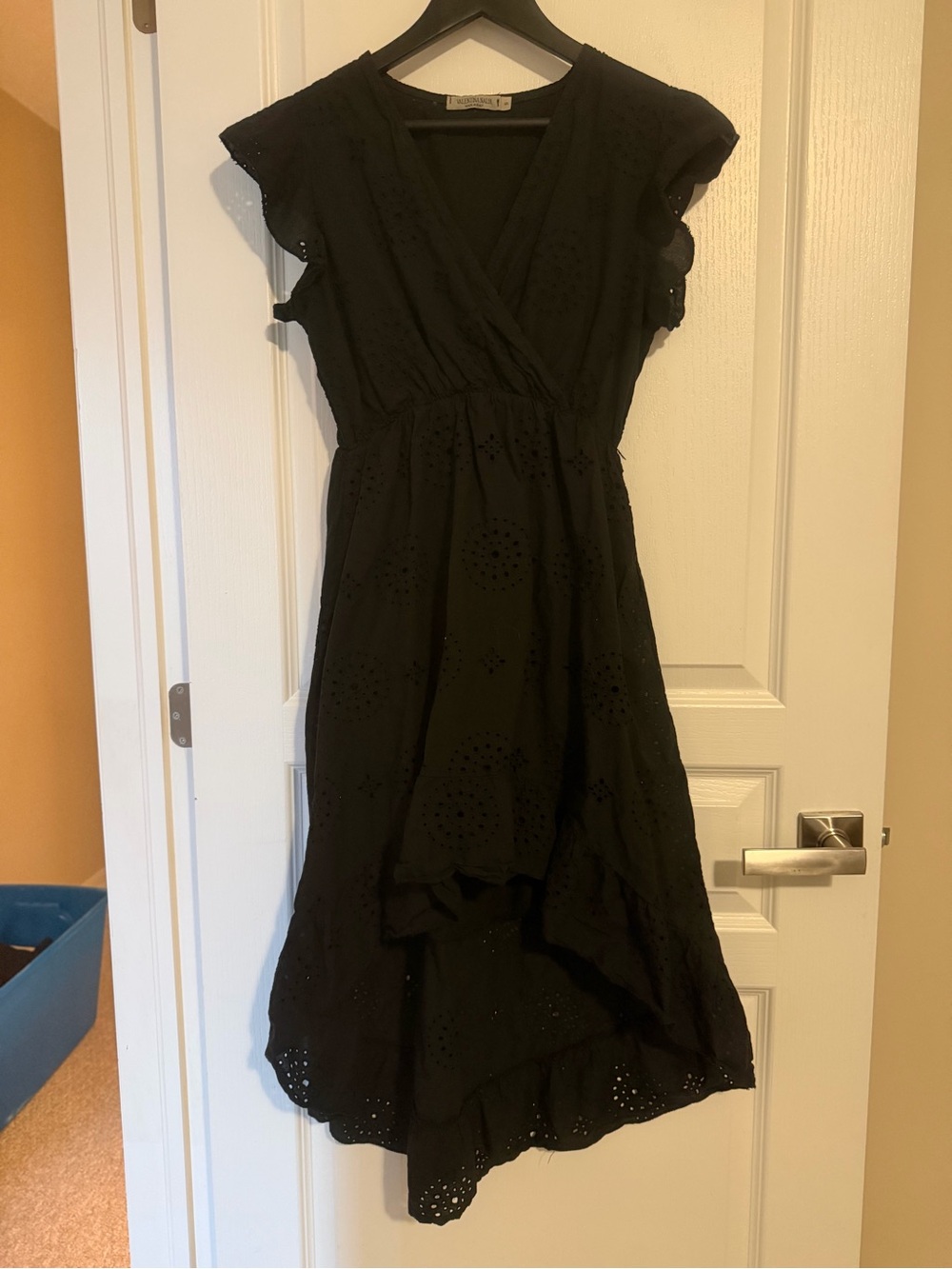 Valentina Black Eyelet High-Low Wrap Dress